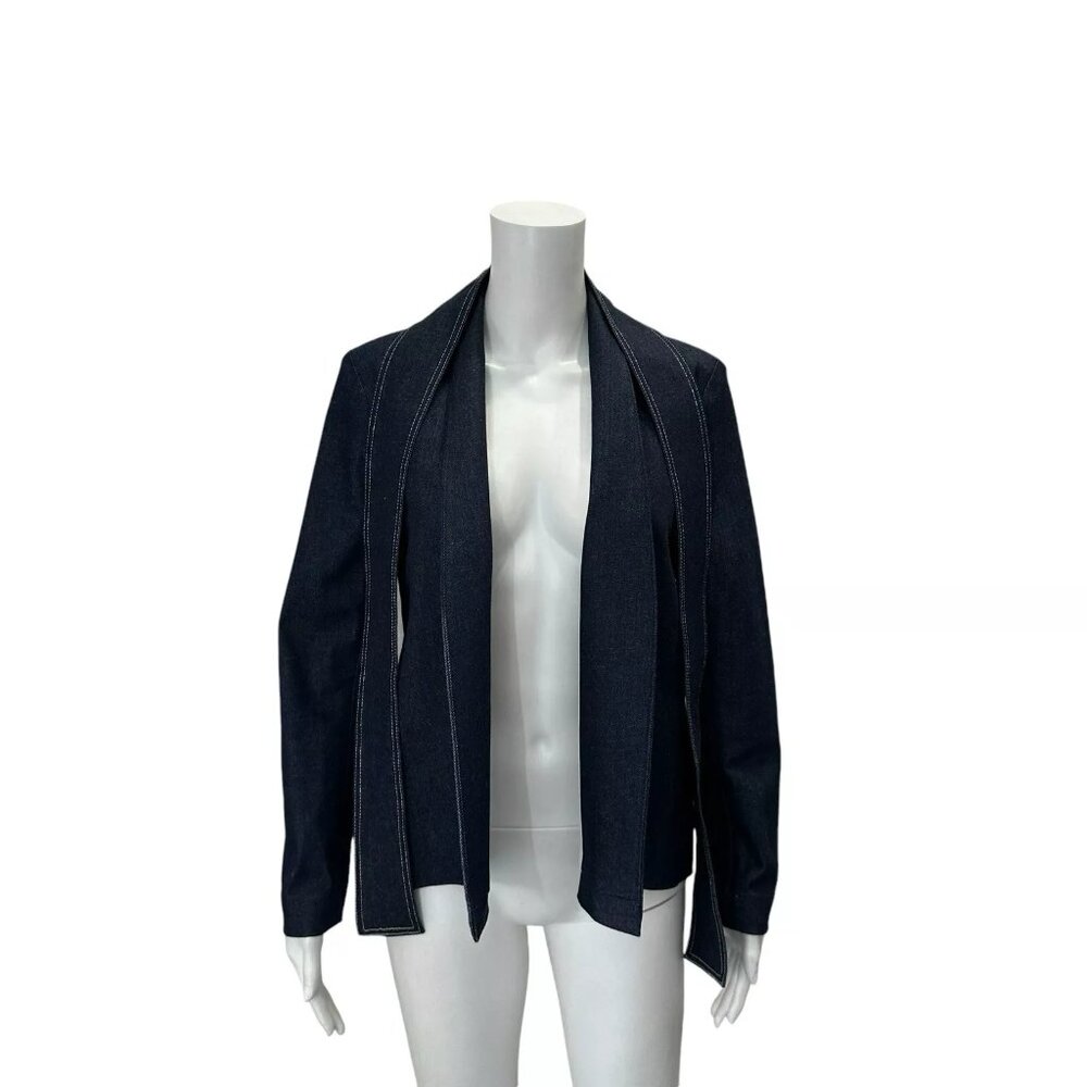 $295 M. Martin Blue Open Front Denim Blazer Size Small